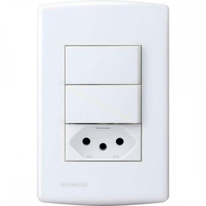 Imagem de Conjunto Siena 4X2 Branco Com Placa (1Simples+1Paralelo+1Tomada) 6087