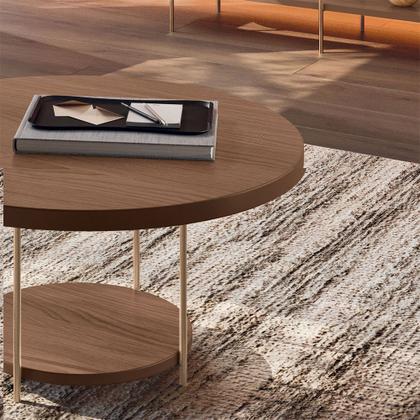 Imagem de Conjunto Sky 2 Mesas Centro Tampo MDF/Vidro com Pés em Aço Castanho G26 - Hb Móveis