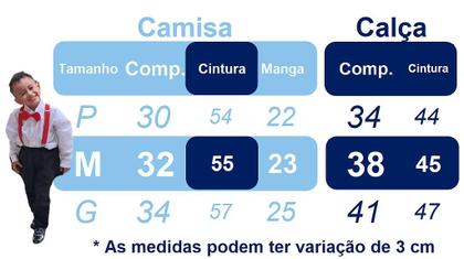 Imagem de Conjunto Social Bebê Calça Suspensório Azul Escuro e Camisa Branca para Festas e Eventos