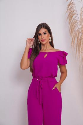 Imagem de Conjunto social feminino elegante calca pantalona pink