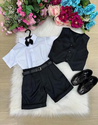 Imagem de Conjunto Social Miss Cherry Leandro com Colete Preto e Shorts