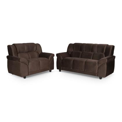 Imagem de Conjunto Sofá 2 e 3 Lugares Suede Marrom Cordoba 184cm