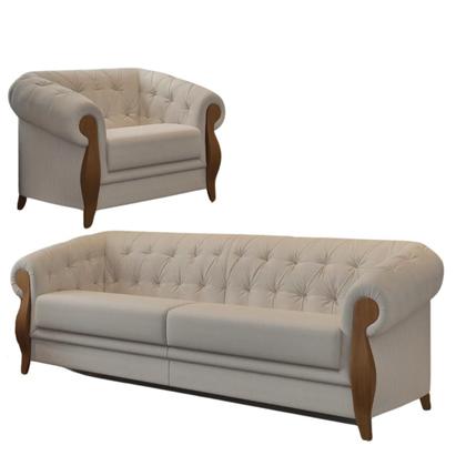 Imagem de Conjunto Sofá 2 Lug + 2 Poltronas Linho Adhara Chesterfield