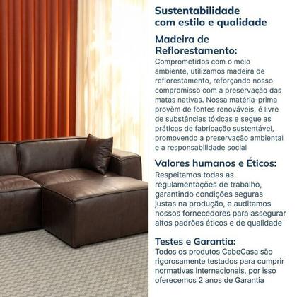 Imagem de Conjunto Sofá 220cm e Puff 80cm Baobá CabeCasa MadeiraOriginals Marrom material sintético Castanho
