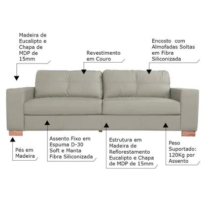 Imagem de Conjunto Sofá 3 e 2 Lugares Sala de Estar kenny Couro Avelã G43 - Gran Belo