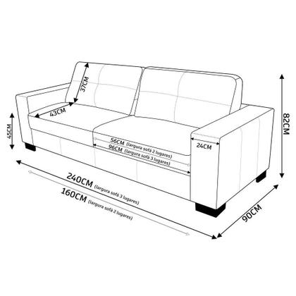 Imagem de Conjunto Sofá 3 e 2 Lugares Sala de Estar kenny Couro Avelã G43 - Gran Belo