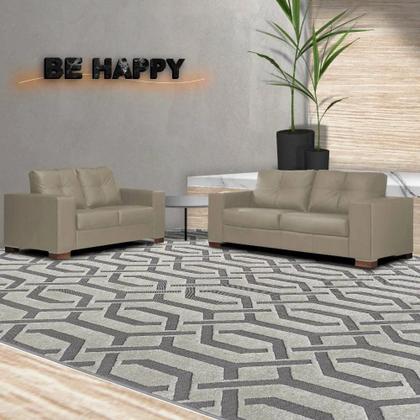 Imagem de Conjunto Sofá 3 e 2 Lugares Sala de Estar kenny Couro Avelã G43 - Gran Belo