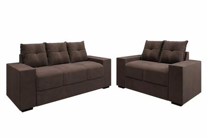 Imagem de Conjunto Sofa 3 e 2 Lugares Suede Chamego II Flash - Marrom