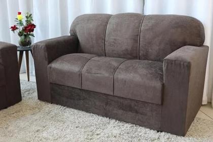 Imagem de Conjunto Sofá 3 e 2 lugares Xaropinho Suede Marrom