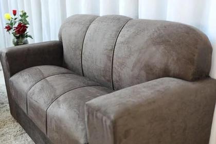 Imagem de Conjunto Sofá 3 e 2 lugares Xaropinho Suede Marrom