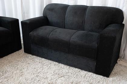 Imagem de Conjunto Sofá 3 e 2 lugares Xaropinho Suede Preto