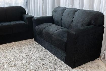 Imagem de Conjunto Sofá 3 e 2 lugares Xaropinho Suede Preto