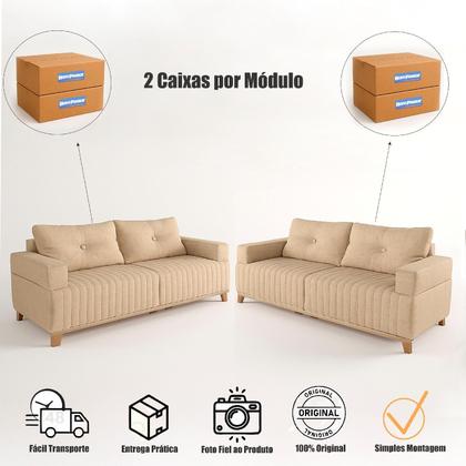 Imagem de Conjunto Sofá 3x2 Lugares Leona em Linho Bom Pastor