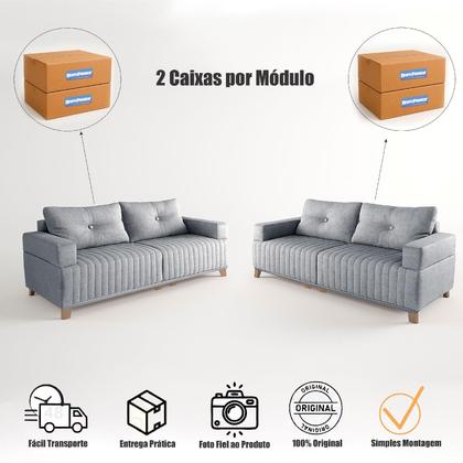 Imagem de Conjunto Sofá 3x2 Lugares Leona em Linho Bom Pastor