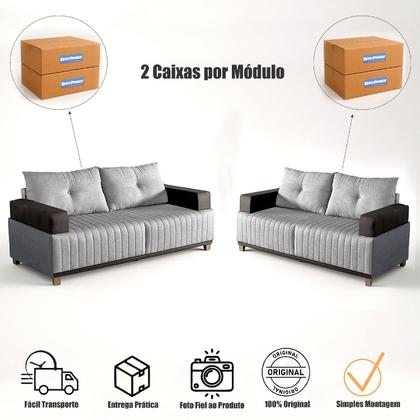 Imagem de Conjunto Sofá 3x2 Lugares Leona em Linho Bom Pastor