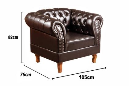 Imagem de Conjunto Sofá Chesterfield 3 Lugares + 2 Poltronas Dom Pedro Marrom Café