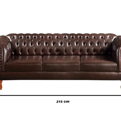 Imagem de Conjunto Sofá Chesterfield 3 Lugares + 2 Poltronas Dom Pedro Marrom Café