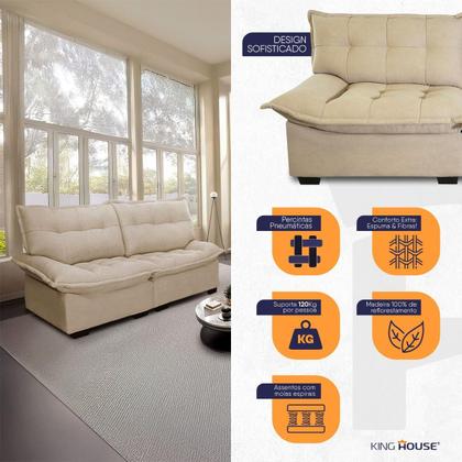Imagem de Conjunto Sofá Coliseu 3 e 2 Lugares Bouclê Bege - King House