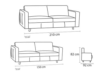 Imagem de Conjunto Sofá de Couro Guarujá 3 e 2 lugares Soft Tabaco - Mempra Design