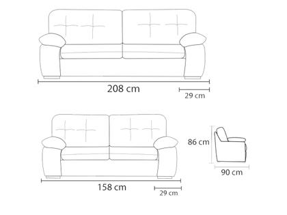 Imagem de Conjunto Sofá de Couro Marselha 3 e 2 lugares Preto