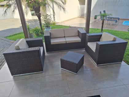 Imagem de Conjunto Sofá Fibra Sintética Alumínio Varanda Área Externa