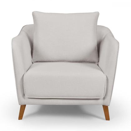 Imagem de Conjunto Sofá Living Hórus e Poltronas Tecido Composê Linho Cru e Marrom Terracota 1,70M