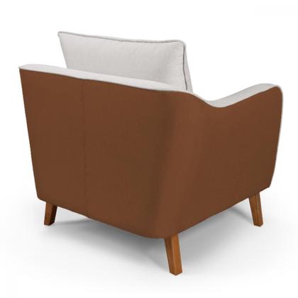 Imagem de Conjunto Sofá Living Hórus e Poltronas Tecido Composê Linho Cru e Marrom Terracota 1,70M