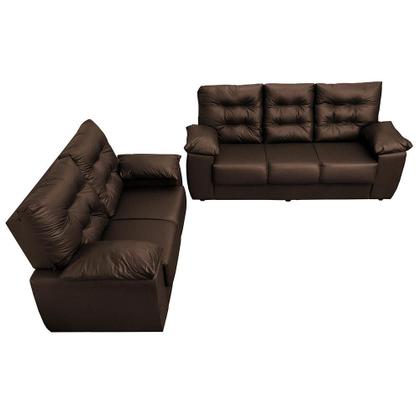 Conjunto Sofá Luxemburgo 3 E 2 Lugares 1,52m e 2,02m material sintético Marrom - CAMA INBOX REQ Imagem de Conjunto Sofá Luxemburgo 3 E 2 Lugares 1,52m e 2,02m material sintético Marrom
