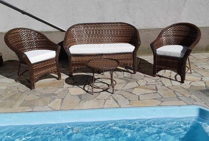 Imagem de Conjunto Sofá Poltronas Centro Fibra Sintética Área Externa Varanda