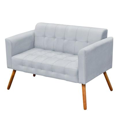 Imagem de Conjunto Sofá Retrô 2 Lugares e 02 Poltronas Elisa Suede Cinza - D'Rossi