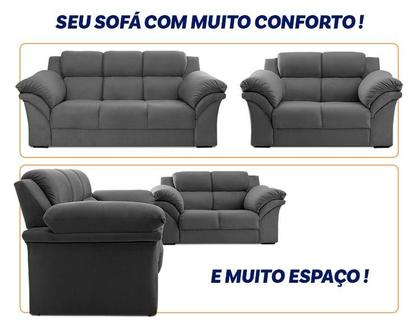 Imagem de Conjunto Sofá Windsor Velut Cinza 3 e 2 Lugares 2,04m e 1,59m - King House