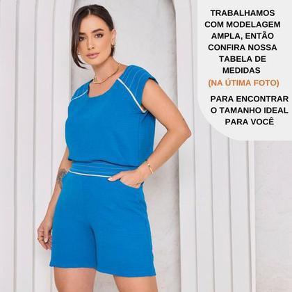 Imagem de Conjunto Sofisticado Blusa C/ Manguinha Com Shorts Feminino