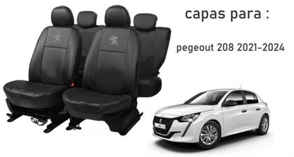 Imagem de Conjunto Sofisticado: Capas de Couro para Bancos Peugeot 208 2021-2024 + Capa de Volante + Chaveiro