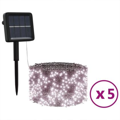 Imagem de Conjunto Solar Fairy Lights vidaXL de 5 com 200 LED branco quente