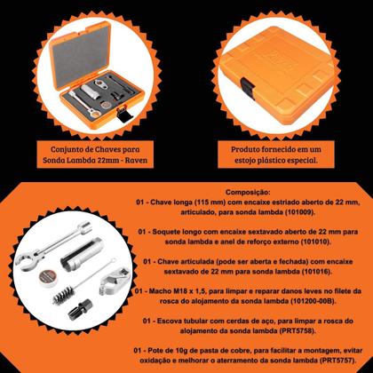 Imagem de Conjunto Soquetes Para Sensor De Oxigênio Sonda Lambda - Raven 101200