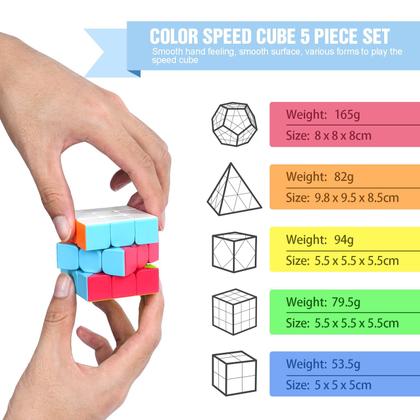 Imagem de Conjunto Speed Cube Set STEAM Life, pacote com 5 Magic Cube para crianças e adultos