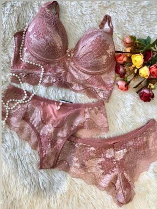 Imagem de conjunto sutiã + calcinha de renda em microfibra 1010/2010 TAM-P-M-G-GG cores variados