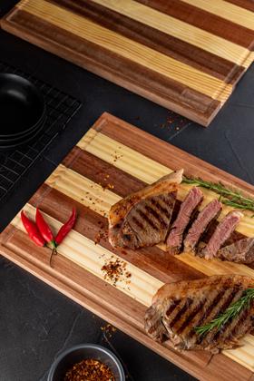 Imagem de Conjunto Tabua de Corte 35/30cm Churrasco + Jogo Garfo Faca