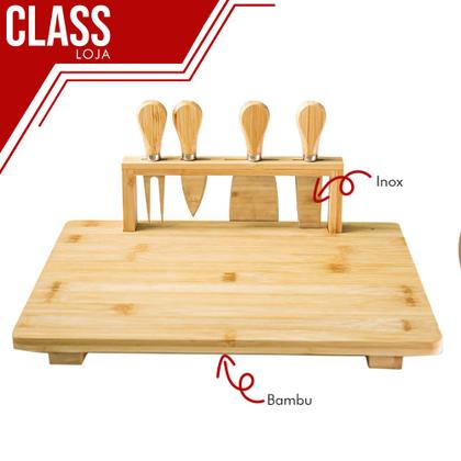 Imagem de Conjunto Tábua de Servir Utensílios Bambu 5pçs Class Home