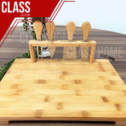 Imagem de Conjunto Tábua de Servir Utensílios Bambu 5pçs Class Home