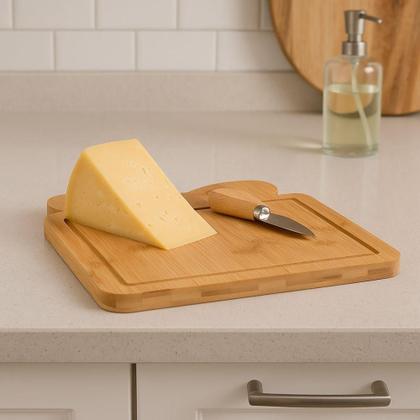 Imagem de Conjunto Tábua e Faca p/ Queijo 2 Pçs Bambu N248867-4 Quanhe