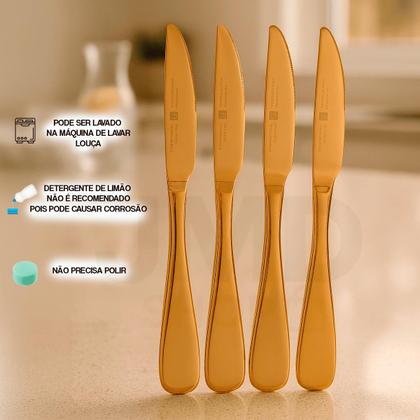 Imagem de Conjunto Talheres Inox Com 20 Peças Elegante Dourado e Prata