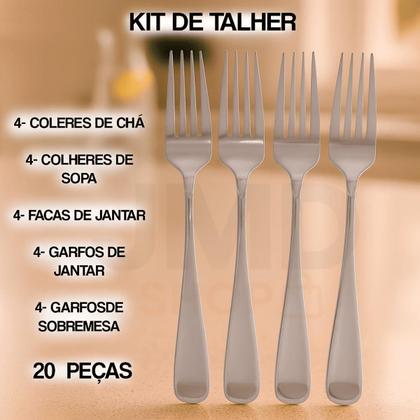 Imagem de Conjunto Talheres Inox Com 20 Peças Elegante Dourado e Prata
