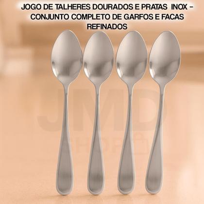 Imagem de Conjunto Talheres Inox Com 20 Peças Elegante Dourado e Prata