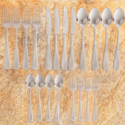 Imagem de Conjunto Talheres Inox Com 20 Peças Elegante Dourado e Prata