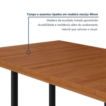 Imagem de Conjunto Tampo Ripado Eucalípto 160x90cm com 4 Bancos Capri