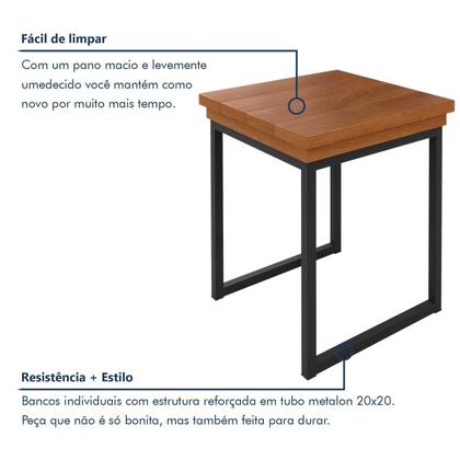 Imagem de Conjunto Tampo Ripado Eucalípto 160x90cm com 4 Bancos Capri