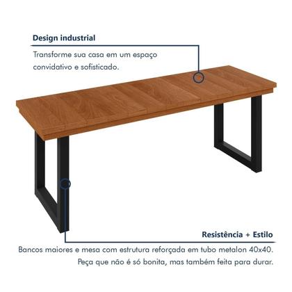 Imagem de Conjunto Tampo Ripado Eucalípto 160x90cm com 4 Bancos Capri