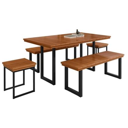 Imagem de Conjunto Tampo Ripado Eucalípto 160x90cm com 4 Bancos Capri