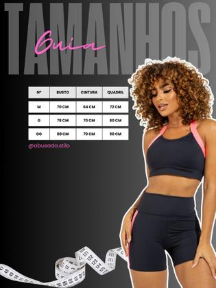 Imagem de Conjunto Tecido Poliamida Para Treino Funcional Short E Top Academia Fitness Alça Elástica